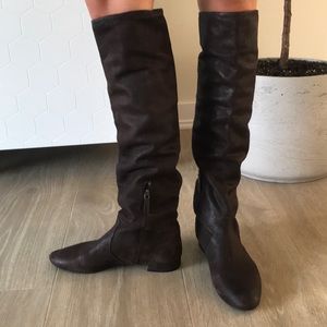 Prada Leather Boots Dark Brown
